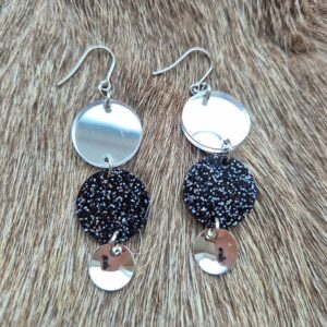 Glitter rund svart sølv