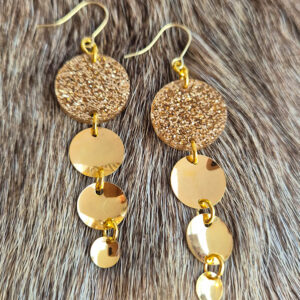 Glitter rund gull med løv